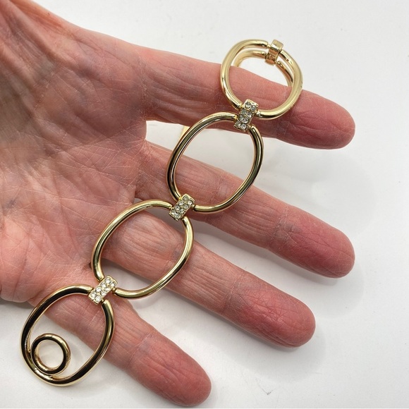 Gold Tone Rhinestone Toggle Clasp Bracelet - Picture 6 of 6